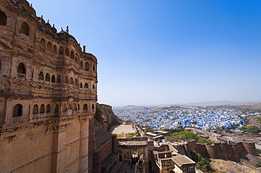 The Blue City of Jodhpur seen from the Mehrangarh Fort, Jodhpur, Rajasthan, India, Asia