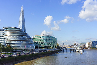 The Shard with City Hall and More London office buildings, London, England, United Kingdom, Europe