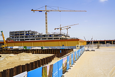 Masdar City, a carbon neutral building project relying on solar energy and other renewable power sources. Abu Dhabi, United Arab Emirates, Middle East