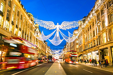 Festive Christmas lights in Regent Street in 2016, London, England, United Kingdom, Europe