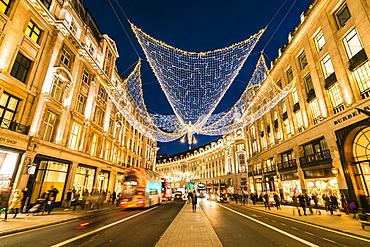 Festive Christmas lights in Regent Street in 2016, London, England, United Kingdom, Europe