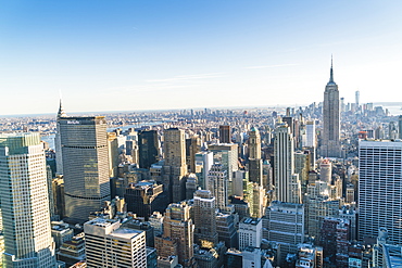 Manhattan skyline and Empire State Building, New York City, United States of America, North America