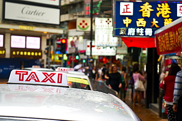 Taxi cab, Causeway Bay, Hong Kong Island, Hong Kong, China, Asia