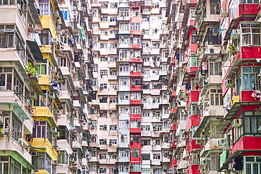 Densely crowded apartment buildings, Hong Kong Island, Hong Kong, China, Asia