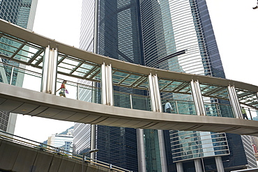 An aerial walkway in Central, Hong Kong's financial district, Hong Kong, China, Asia