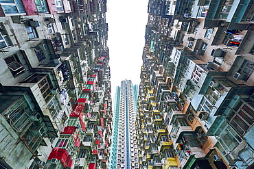 Densely crowded apartment buildings, Hong Kong Island, Hong Kong, China, Asia