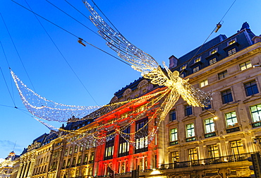 Regent Street with Christmas decorations, London, England, United Kingdom, Europe