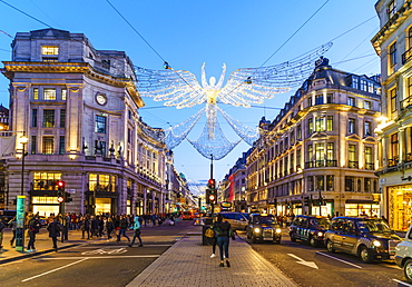 Regent Street with Christmas decorations, London, England, United Kingdom, Europe