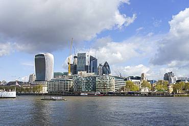 City of London financial district skyline viewed from the South bank of the River Thames, London, England, United Kingdom, Europe