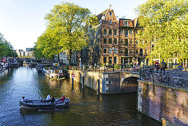 Early morning on Brouwersgracht Canal, Amsterdam, North Holland, The Netherlands, Europe