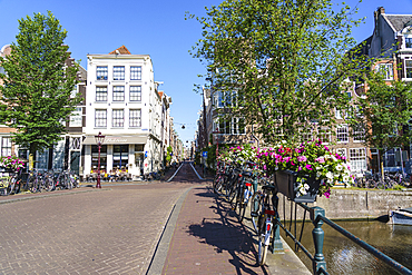 A bridge over Herengracht canal, Amsterdam, North Holland, The Netherlands, Europe