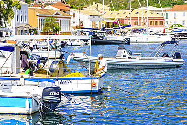 The pretty town of Gaios, the main port and harbour on the island, Paxos, Ionian Islands, Greek Islands, Greece, Europe