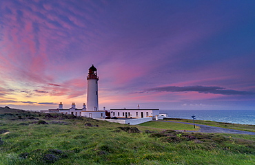 Mid-summer sunrise over The Mull of Galloway Lighthouse, Galloway, Scotland, United Kingdom, Europe