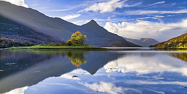 Mid-day winter sunlight over Loch Leven, Highland, Scotland, United Kingdom, Europe