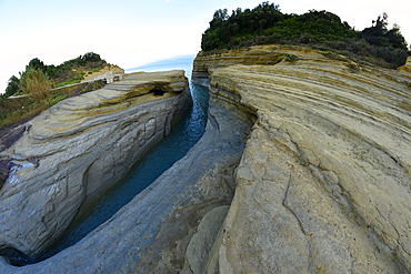 Famous Channel of Love (Canal D'amour) in Sidari, Corfu, Greece