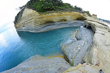 Famous Channel of Love (Canal D'amour) in Sidari, Corfu, Greece