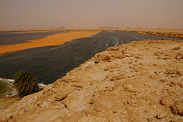 Picturesque view on lake Ouniaga Serir, Ennedi, Sahara Desert, Chad