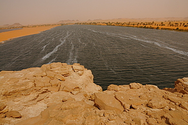 Picturesque view on lake Ouniaga Serir, Ennedi, Sahara Desert, Chad