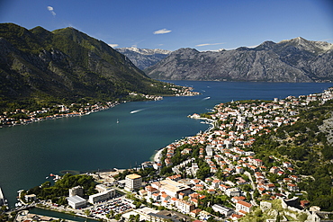 Elevated view on Kotor Old Town, Kotor Bay, Montenegro