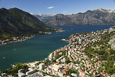 Elevated view on Kotor Old Town, Kotor Bay, Montenegro