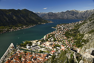 Elevated view on Kotor Old Town, Kotor Bay, Montenegro