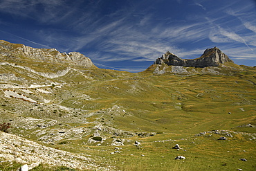 Picturesque view on Mountains of Durmitor National Park along Durmitor Panoramic Route, Durmitor, Montenegro