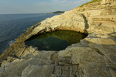 Giola Lagoon, a natural rocky pool, Thassos, Greek Islands, Greece, Europe