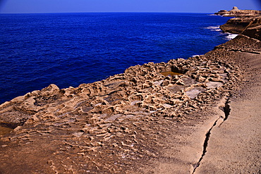 Salt pans on the island of Gozo, Malta, Mediterranean, Europe