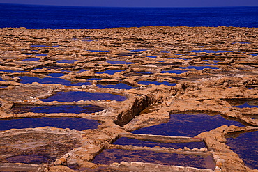 Salt pans in Marsaskala, Malta, Mediterranean, Europe