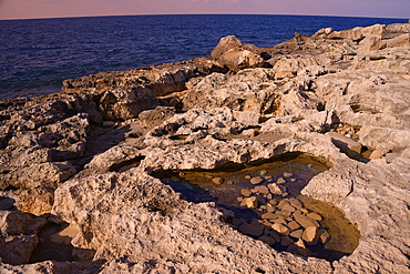 Rocky coast in Bugibba, Malta, Mediterranean, Europe