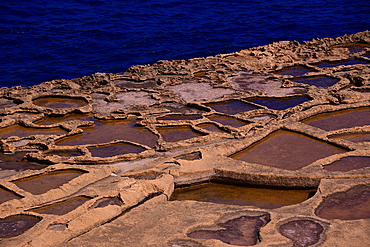 Salt pans in Marsaskala, Malta, Mediterranean, Europe