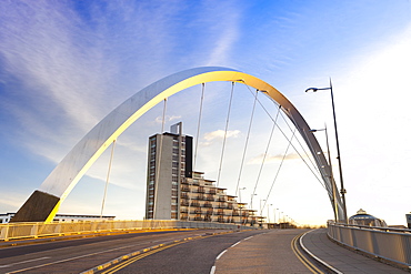 Clyde Arc (Squinty Bridge), Finnieston, River Clyde, Glasgow, Scotland, United Kingdom, Europe