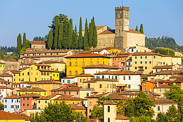 Skyline view of Duomo and Barga, Garfagnana, Tuscany, Italy, Europe