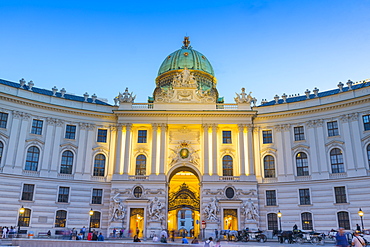 Hofburg Palace at dusk, Vienna, Austria, Europe