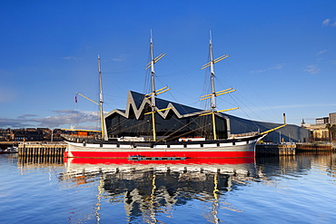 The Riverside Museum and docked ship The Glenlee, Glasgow, Scotland, United Kingdom, Europe