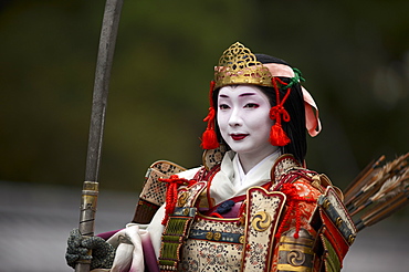 Female warrior during the Jidai Festival, Kyoto, Japan, Asia