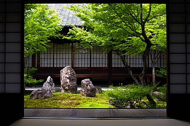 Inner moss garden, Kennin-ji temple, Kyoto, Japan, Asia