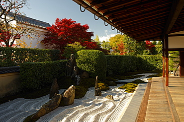 Zen garden in Zuiho-in temple, Kyoto, Japan, Asia