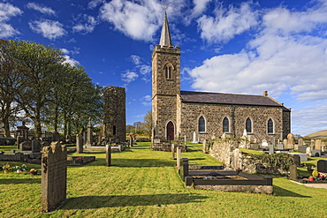 Church and Roundtower, Fermoy, County Antrim, Ulster, Northern Ireland, United Kingdom, Europe