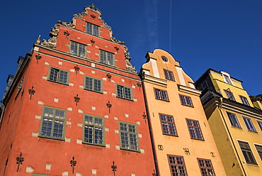 Colorful buildings in Stortorget, located in historic Gamla Stan, Stockholm, Sweden, Scandinavia, Europe