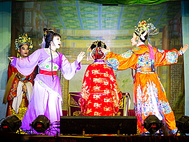 Chinese opera performers, Hungry Ghost Festival. Georgetown, Penang, Malaysia, Southeast Asia, Asia