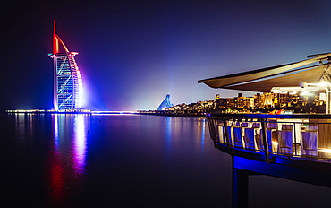 Burj al-Arab night exposure in Dubai, United Arab Emirates, Middle East