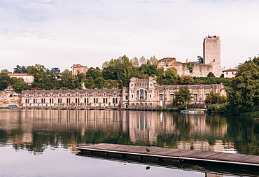 Castello Visconteo (Visconti Castle) in Trezzo sull' Adda at sunset, Milan, Lombardy, Italy, Europe