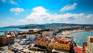 View from castle, Peniscola, Castellon, Spain, Europe