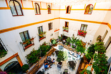 Inward-facing Arabic-style courtyard in Cordoba, Andalucia, Spain, Europe