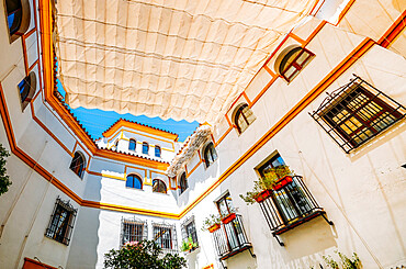 Inward-facing Arabic-style courtyard in Cordoba, Andalucia, Spain, Europe