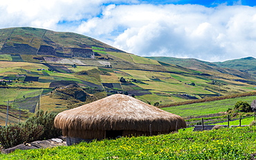 A traditional straw house in the Ecuadorian Andes, Ecuador, South America