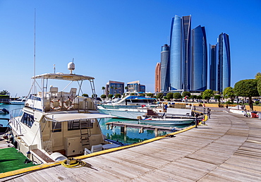 Skyline with Marina and Etihad Towers, Abu Dhabi, United Arab Emirates, Middle East