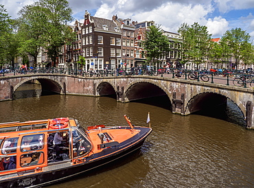 Keizersgracht and Leliegrach Canals and Bridges, Amsterdam, North Holland, The Netherlands, Europe