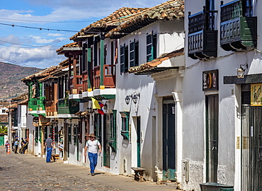 Street of Villa de Leyva, Boyaca Department, Colombia, South America